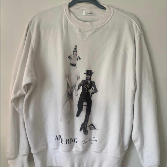 Anine Bing White Graphic Sweatshirt - Picture 1 of 5